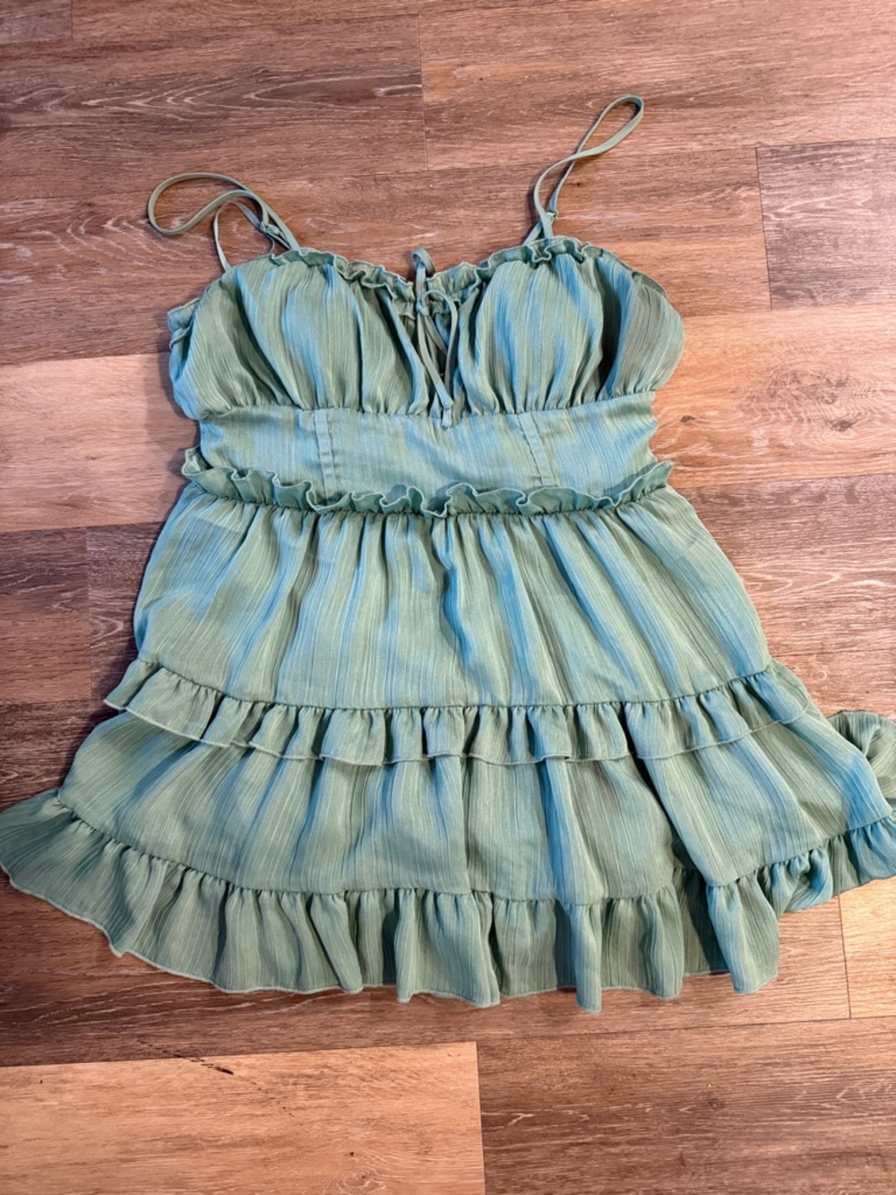 wild fable Sage Green Ruffle Tiered Sundress
